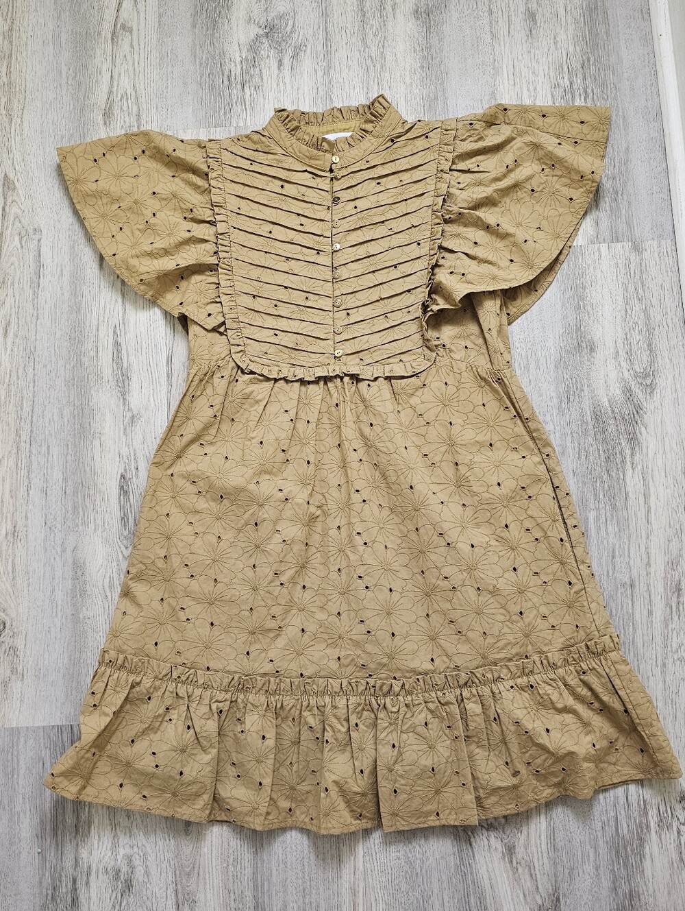 NWOT Lost + Wander Eyelet Ruffle Bib Detail Mini Dress